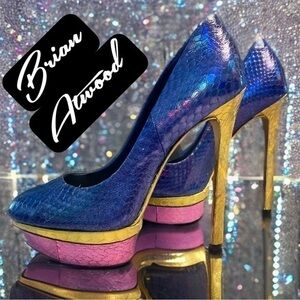Brian Atwood Bf Fontanne DK BLUE SN Platform Women's Heels Shoes Size 6.5 NEW!
